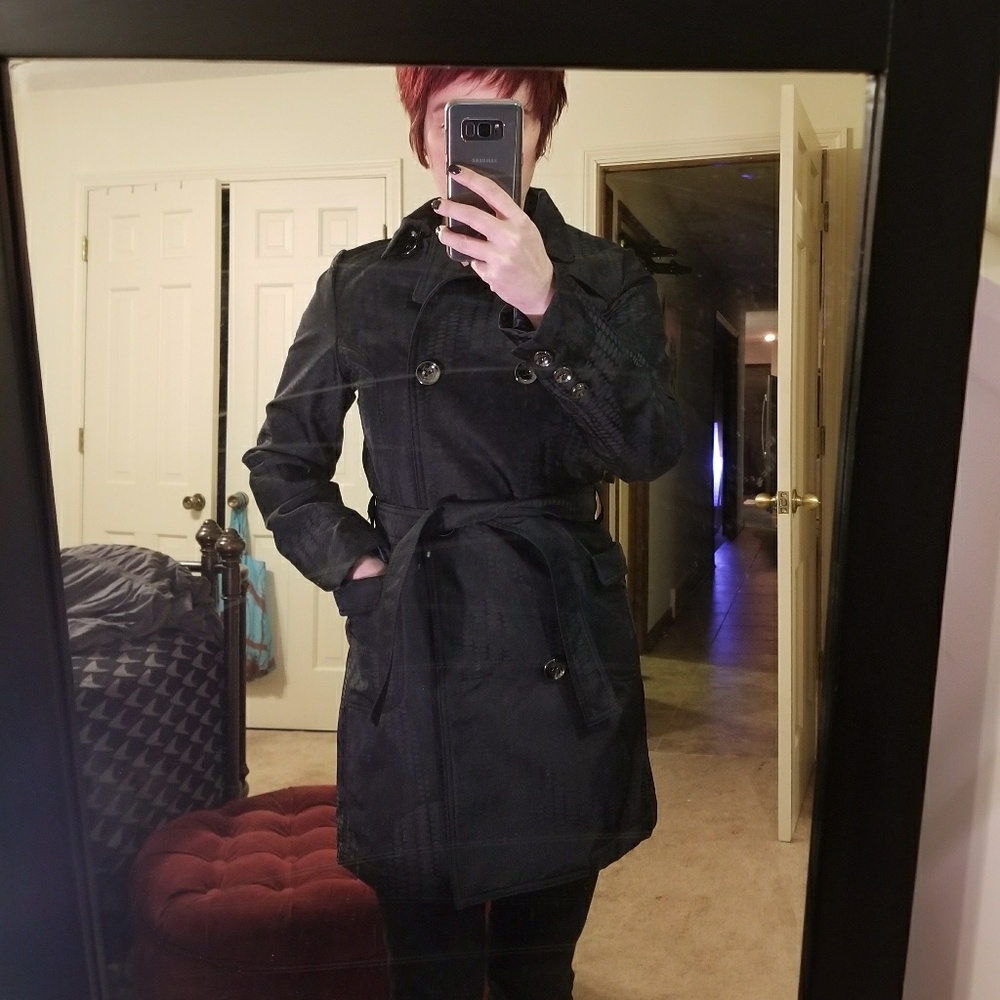 Black Raincoat Custo with purple lining